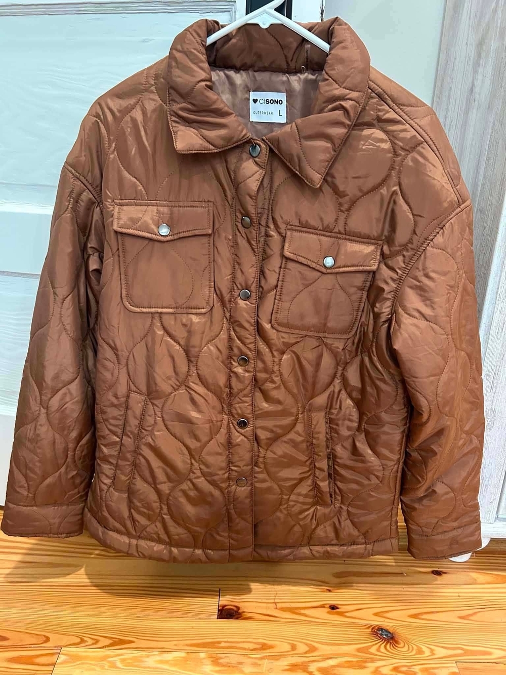 Ci Sono Quilted Puffer Jacket in Cognac Brown